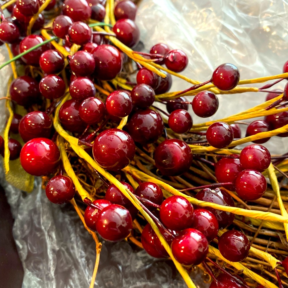 Artificial cranberry and twig Holiday wreath. By Melaleuca. Measures 12”.